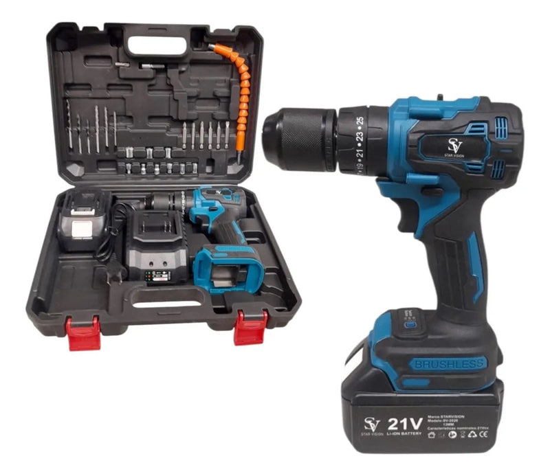 PowerDrill™ – Taladro Inalámbrico Profesional 21V con Maletín Completo
